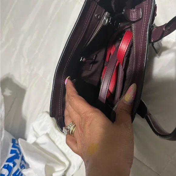 Coach Plum Leather Satchel with Mixed Metal Studs - Picture 8 of 8